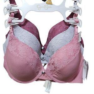 Jessica Simpson Lace Bra Set - Pink and Purple, Gray NEW Size 36c